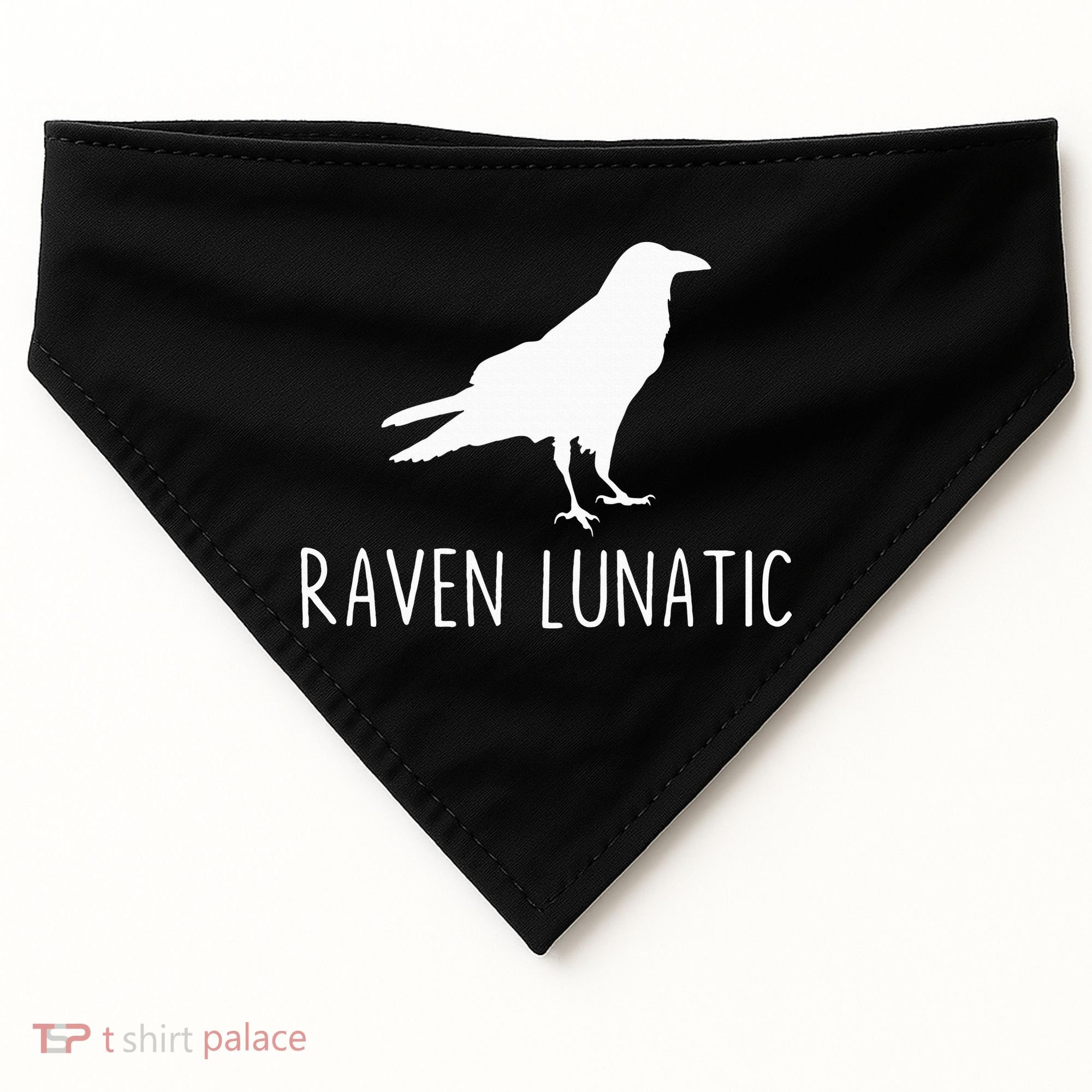 Raven Lunatic Funny Goth Bird Lover Halloween Party Gift USA-Made Doggie Bandana