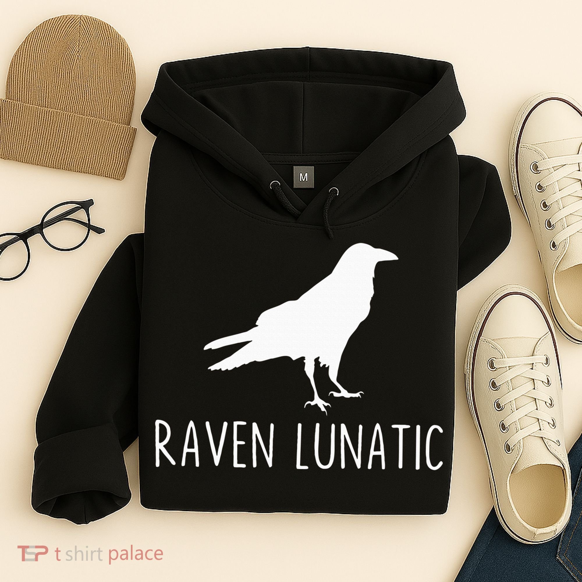 Raven Lunatic Funny Goth Bird Lover Halloween Party Gift Hoodie