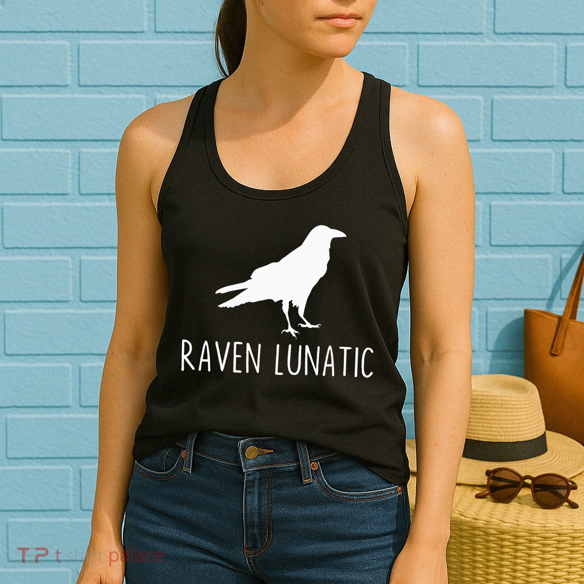 Raven Lunatic Funny Goth Bird Lover Halloween Party Gift Women's Tank Top