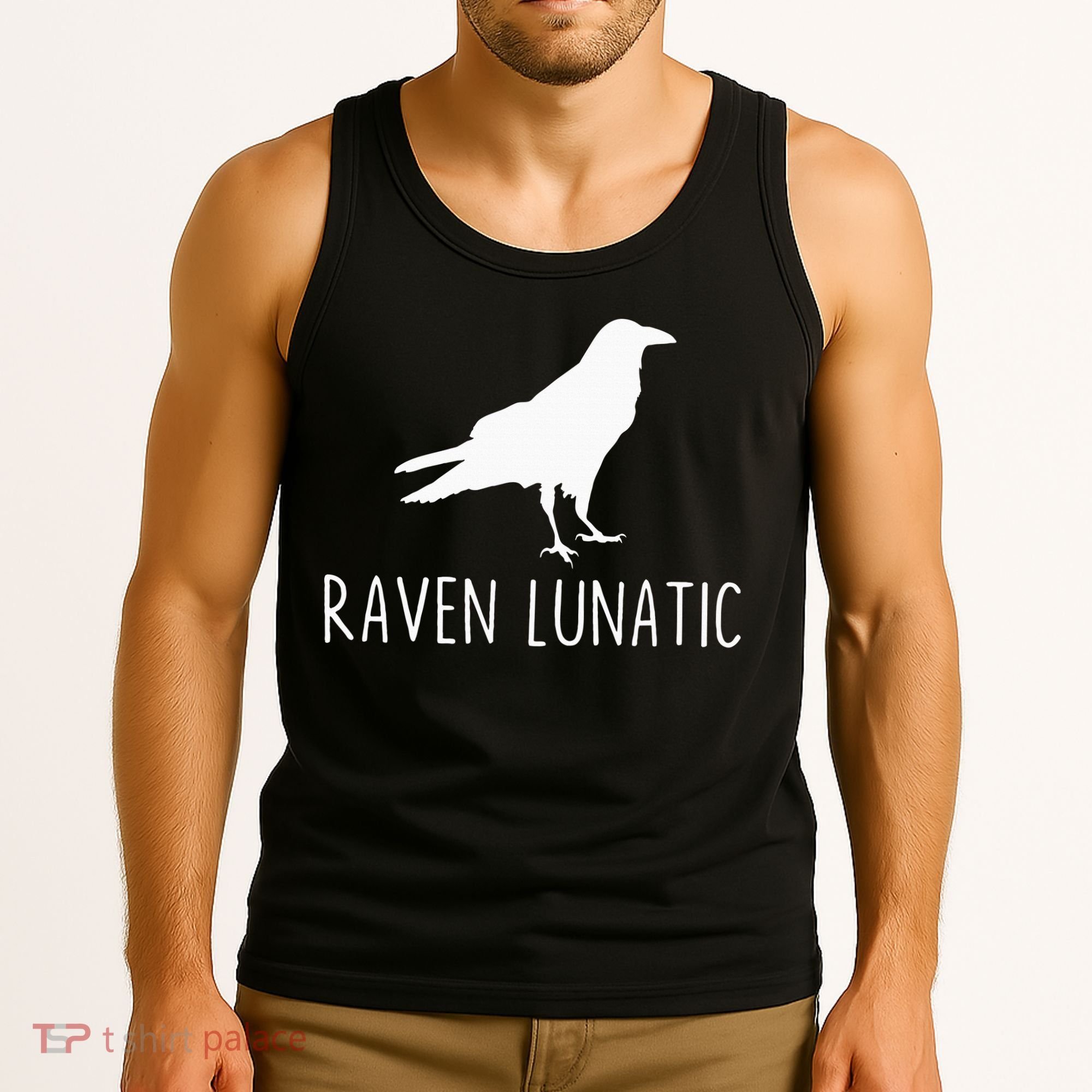 Raven Lunatic Funny Goth Bird Lover Halloween Party Gift Tank Top