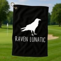 Raven Lunatic Funny Goth Bird Lover Halloween Party Gift Golf Towel thumb 1