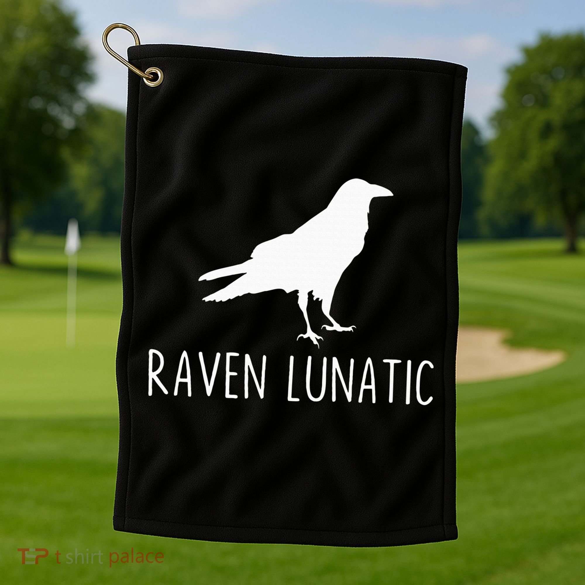Raven Lunatic Funny Goth Bird Lover Halloween Party Gift Golf Towel