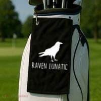 Raven Lunatic Funny Goth Bird Lover Halloween Party Gift Golf Towel thumb 2