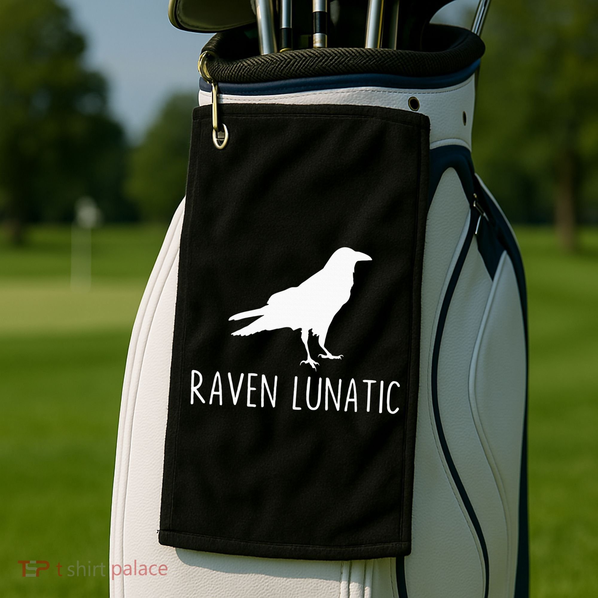 Raven Lunatic Funny Goth Bird Lover Halloween Party Gift Golf Towel