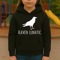 Raven Lunatic Funny Goth Bird Lover Halloween Party Gift Kids Hoodie thumb 3