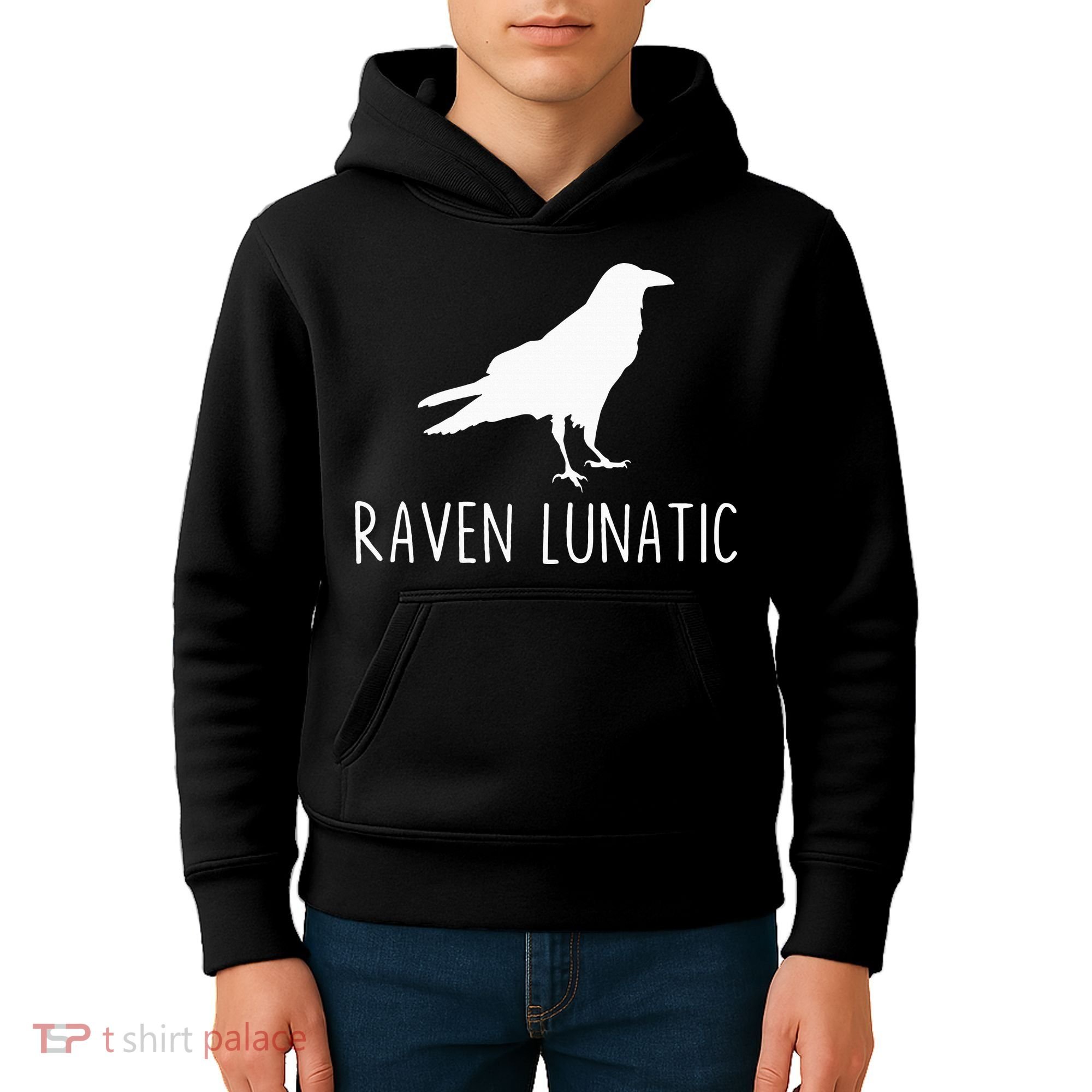 Raven Lunatic Funny Goth Bird Lover Halloween Party Gift Kids Hoodie