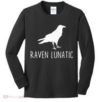 Raven Lunatic Funny Goth Bird Lover Halloween Party Gift Kids Long Sleeve Shirt thumb 0