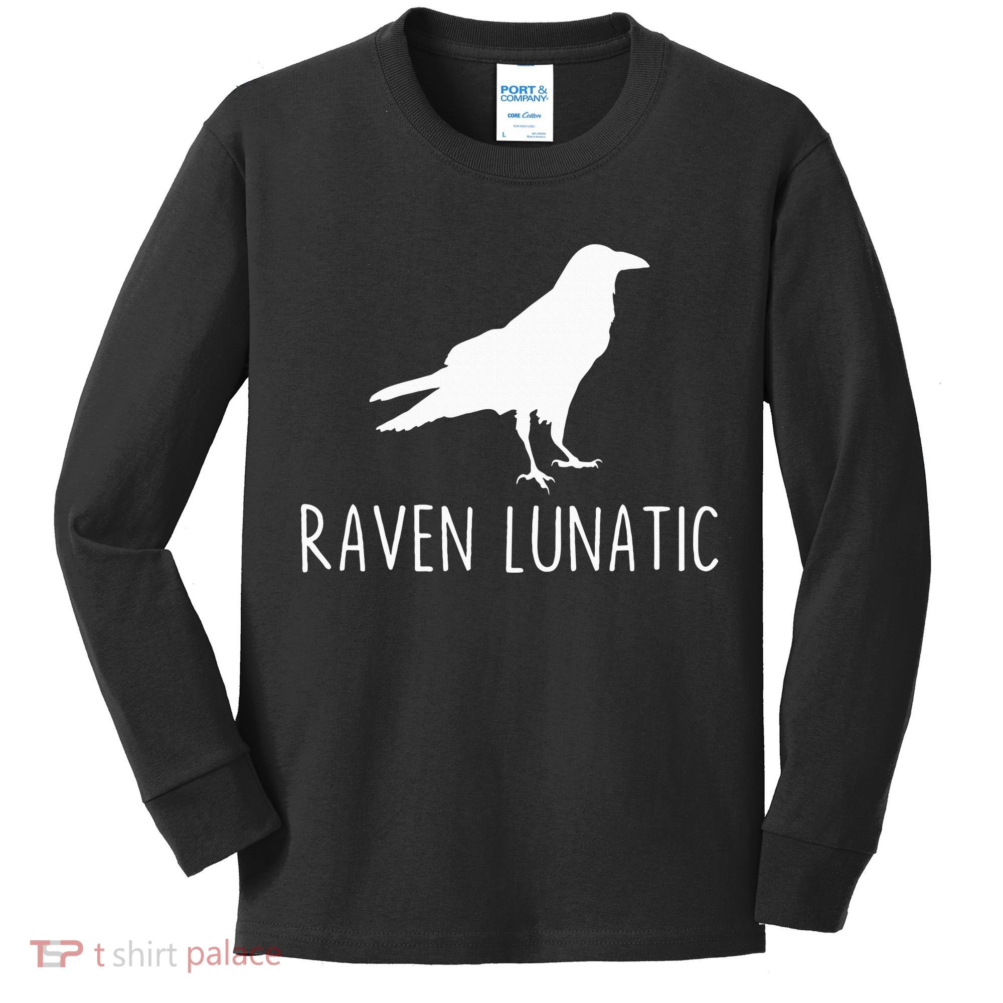Raven Lunatic Funny Goth Bird Lover Halloween Party Gift Kids Long Sleeve Shirt