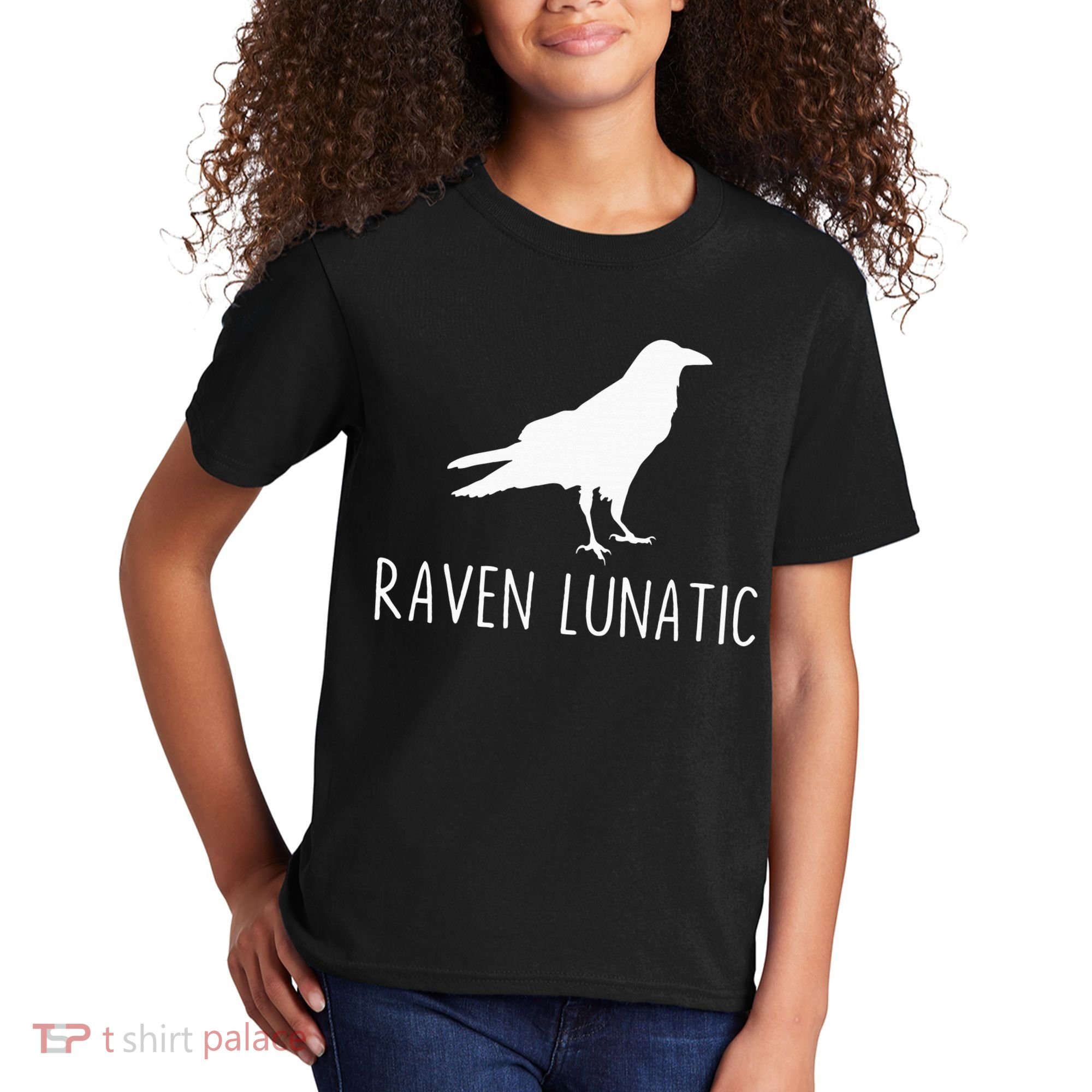 Raven Lunatic Funny Goth Bird Lover Halloween Party Gift Kids T-Shirt