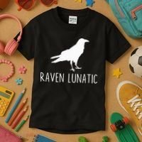 Raven Lunatic Funny Goth Bird Lover Halloween Party Gift Kids T-Shirt thumb 3