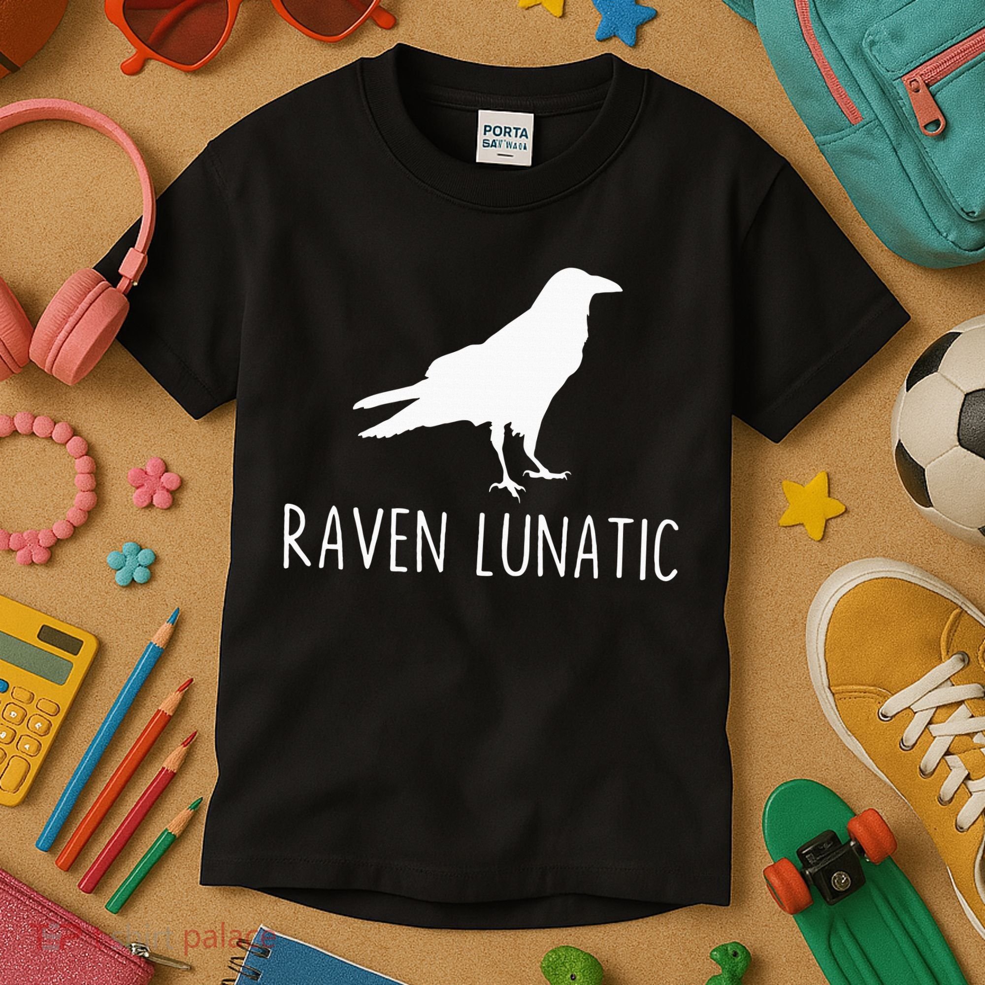 Raven Lunatic Funny Goth Bird Lover Halloween Party Gift Kids T-Shirt