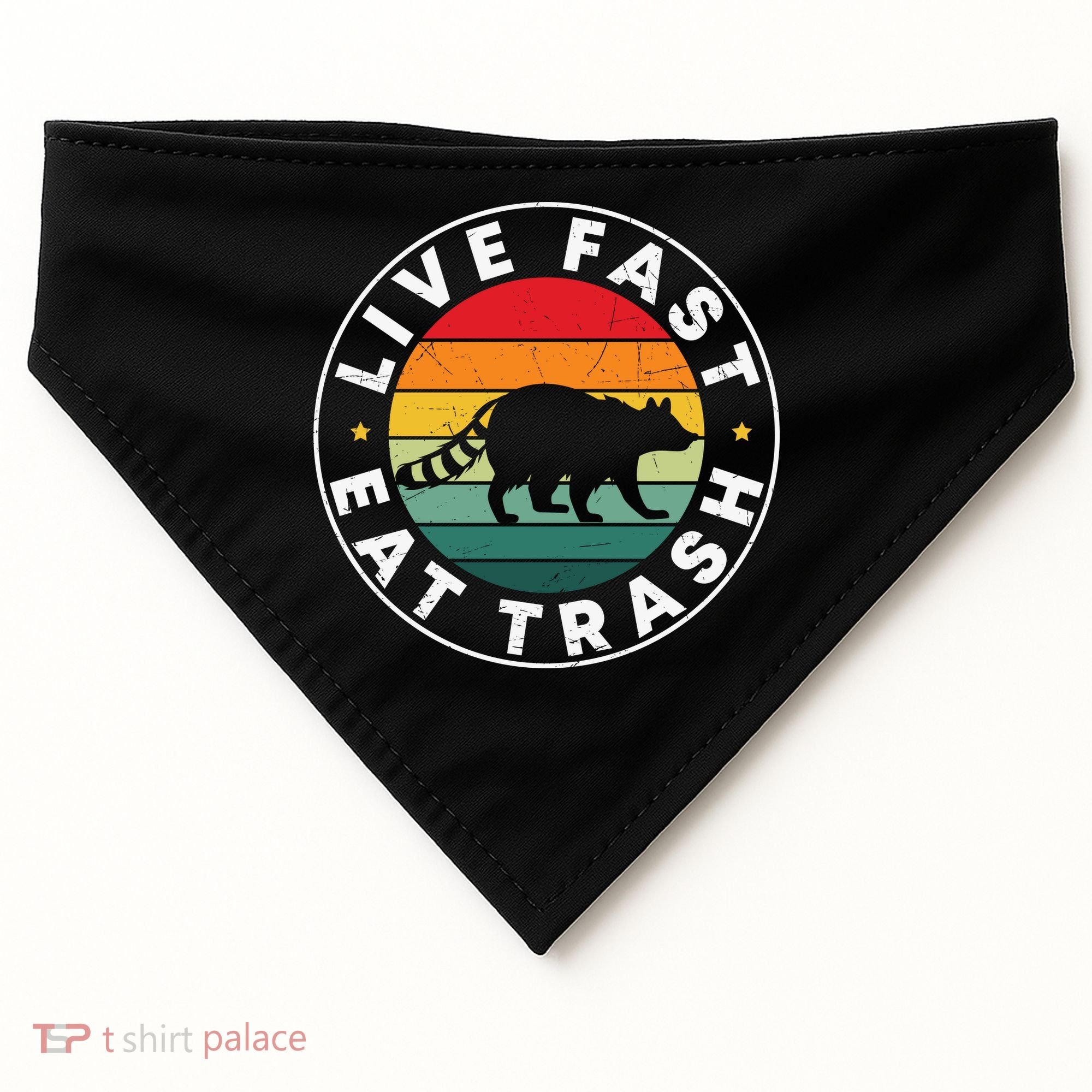 Retro Live Fast Eat Trash USA-Made Doggie Bandana