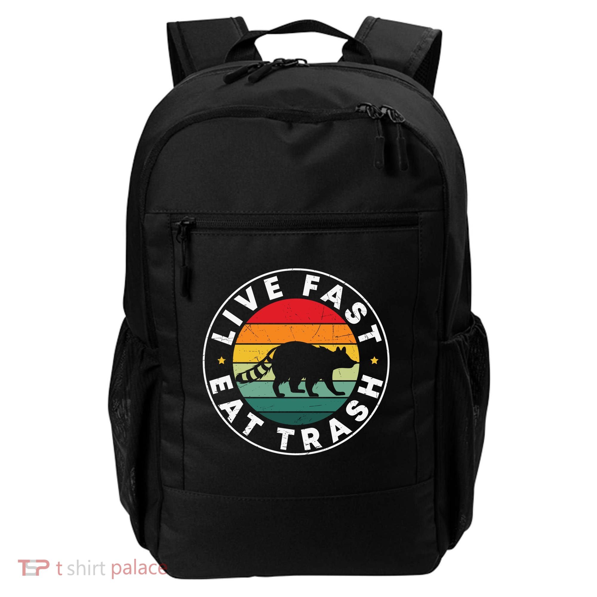 Retro Live Fast Eat Trash Backpack