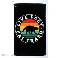 Retro Live Fast Eat Trash Golf Towel thumb 0