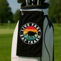 Retro Live Fast Eat Trash Golf Towel thumb 2