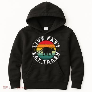 Retro Live Fast Eat Trash Kids Hoodie