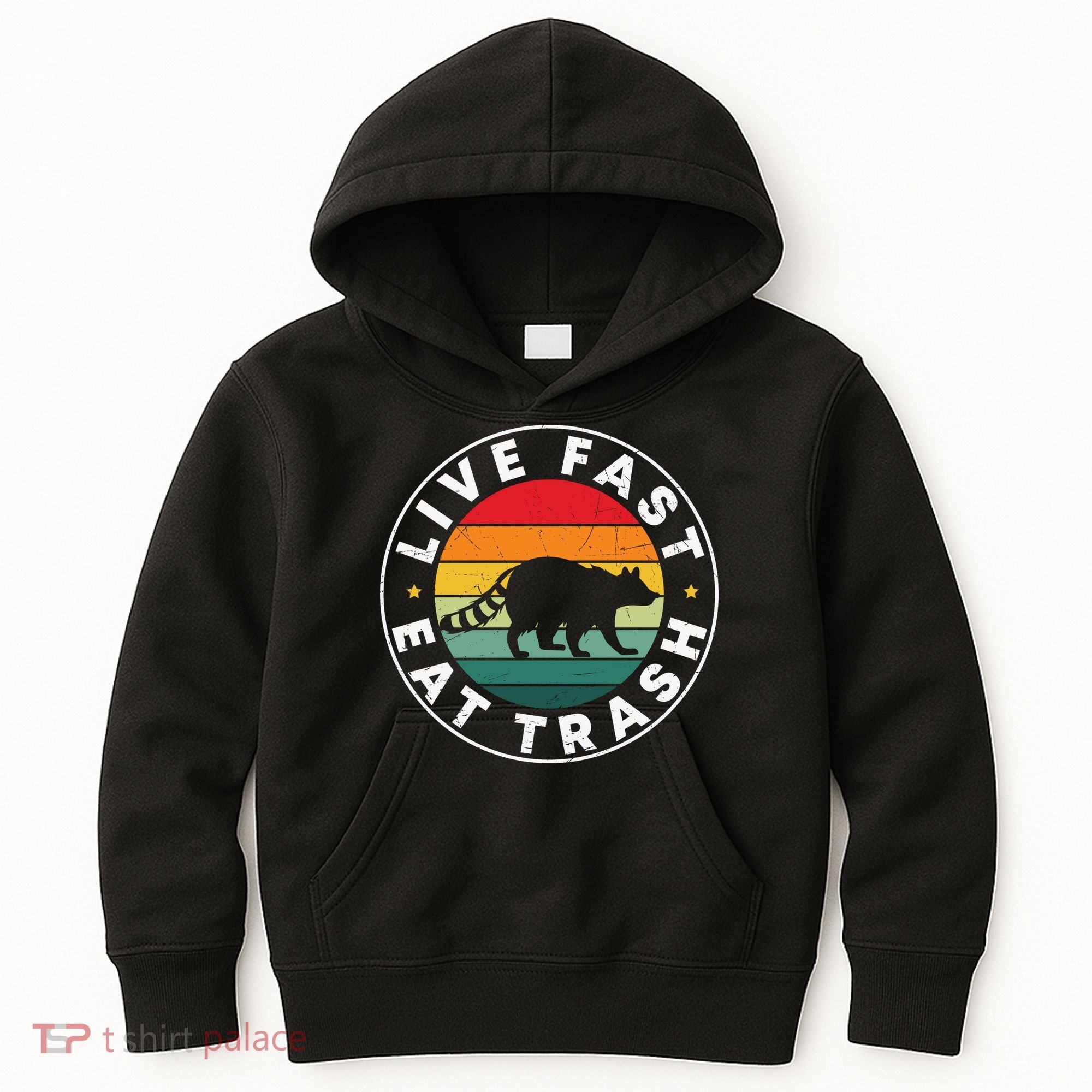 Retro Live Fast Eat Trash Kids Hoodie