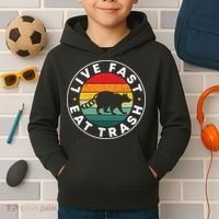 Retro Live Fast Eat Trash Kids Hoodie thumb 2