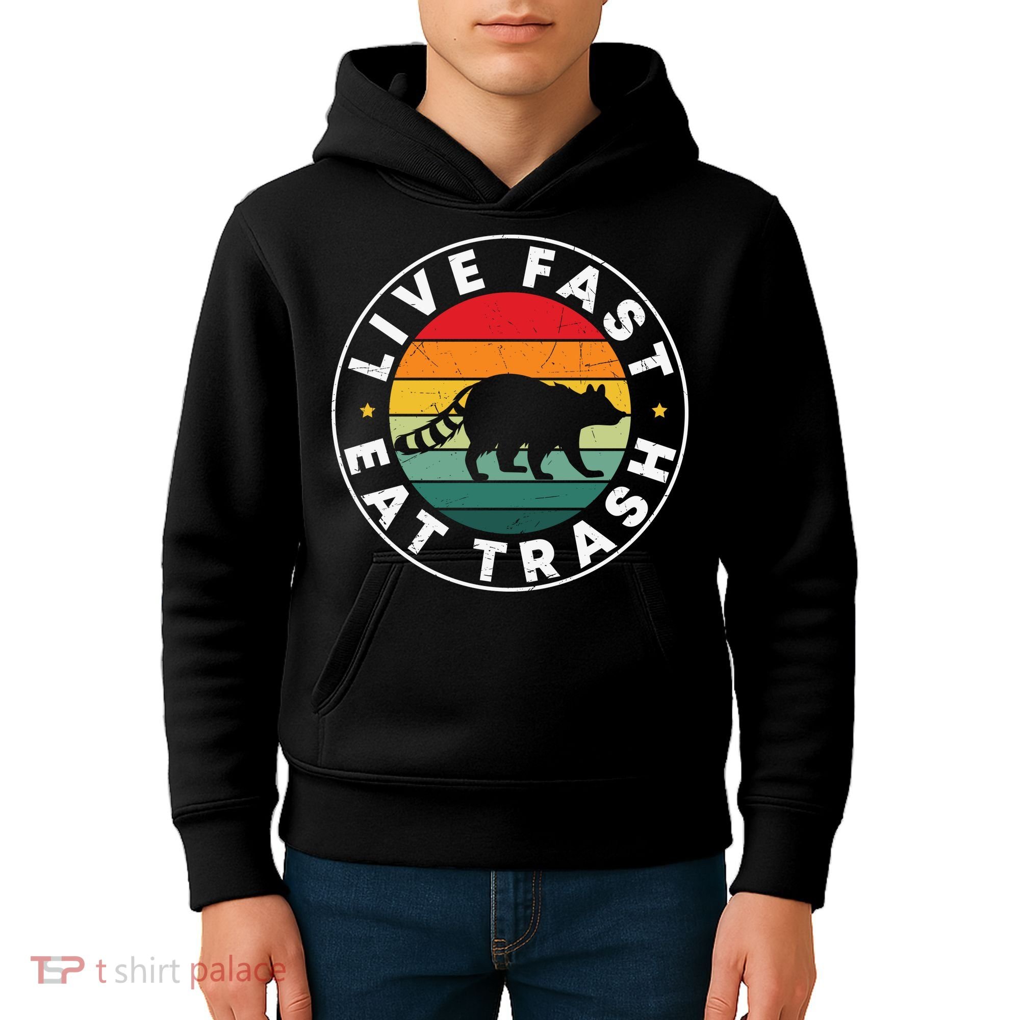 Retro Live Fast Eat Trash Kids Hoodie