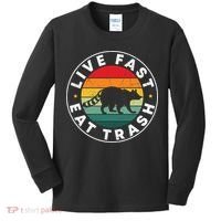 Retro Live Fast Eat Trash Kids Long Sleeve Shirt thumb 0
