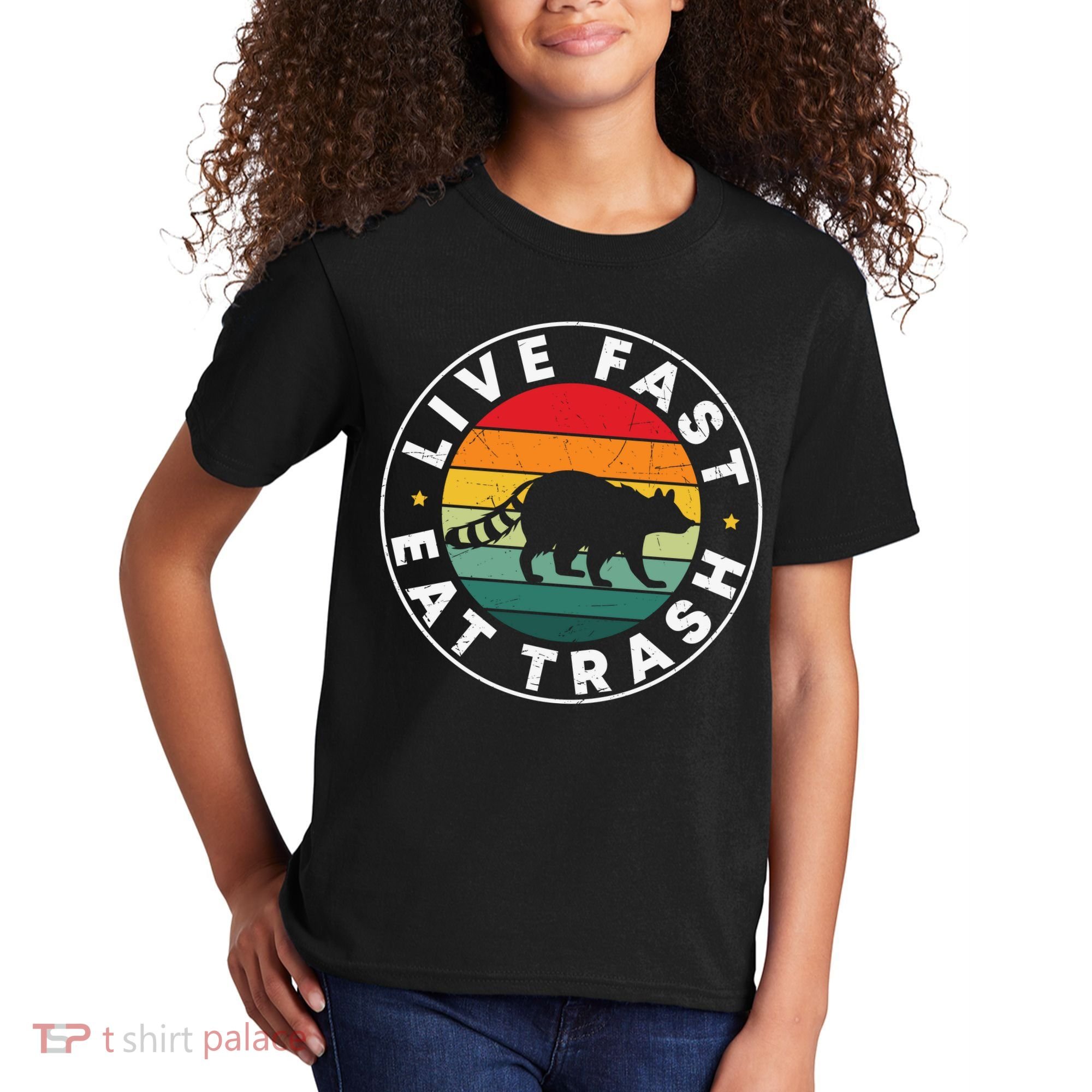 Retro Live Fast Eat Trash Kids T-Shirt