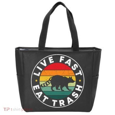 Retro Live Fast Eat Trash Tote Bag