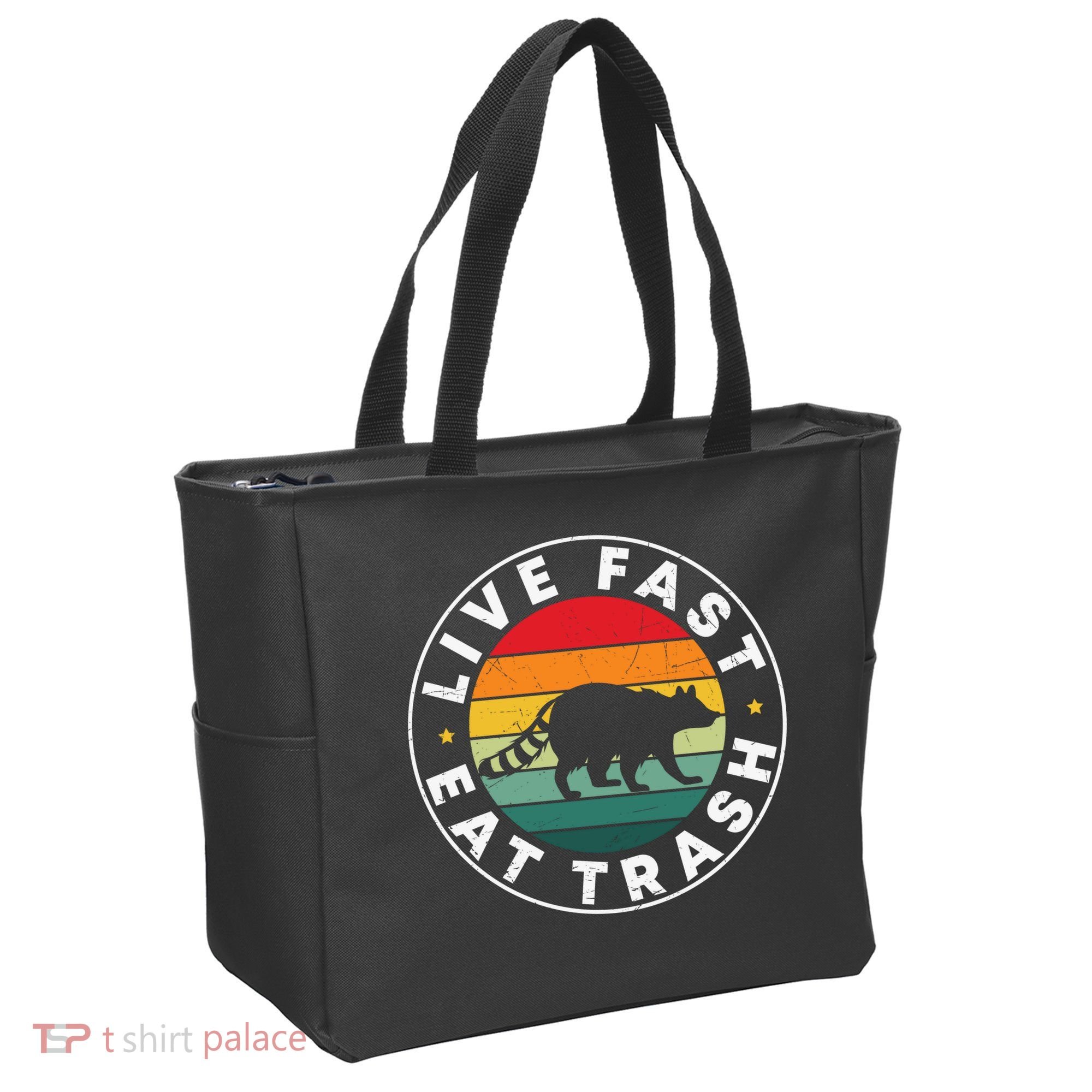 Retro Live Fast Eat Trash Tote Bag