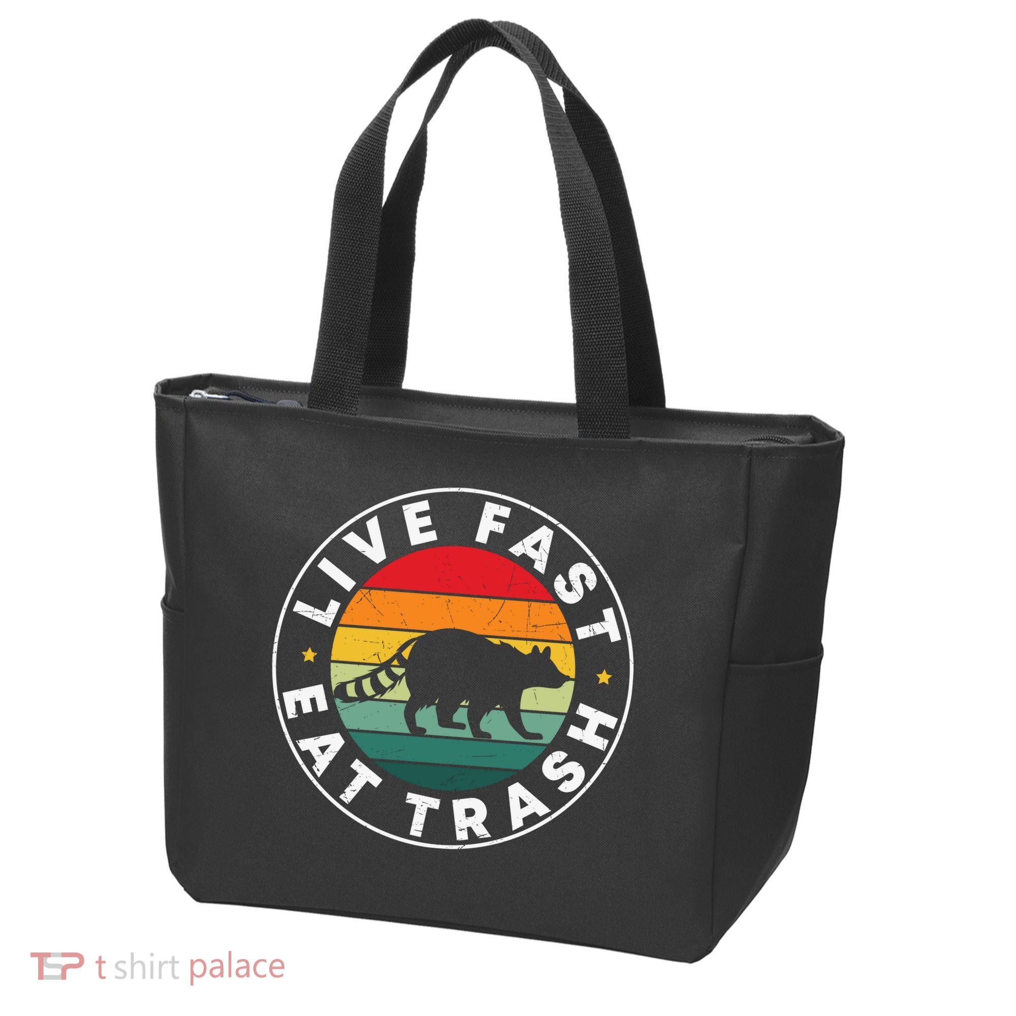 Retro Live Fast Eat Trash Tote Bag
