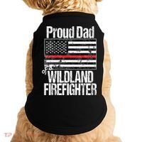 Red Line Flag Proud Dad of a Wildland Firefighter Doggie Tank thumb 0