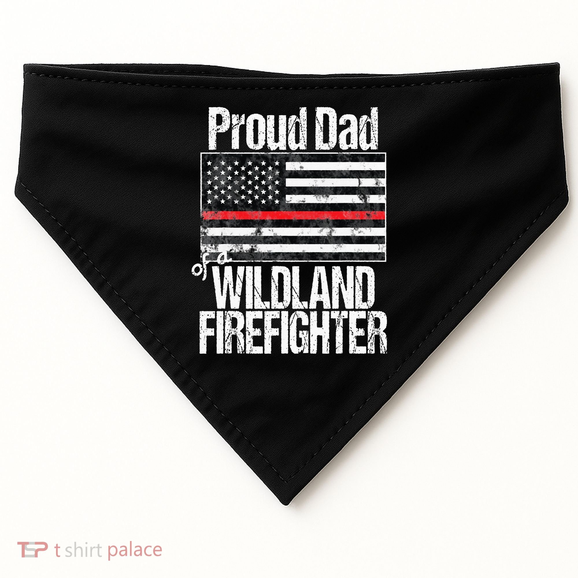 Red Line Flag Proud Dad of a Wildland Firefighter USA-Made Doggie Bandana