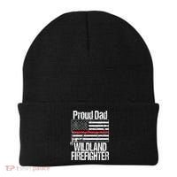Red Line Flag Proud Dad of a Wildland Firefighter Beanie thumb 0