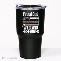 Red Line Flag Proud Dad of a Wildland Firefighter Tumbler thumb 0