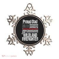 Red Line Flag Proud Dad of a Wildland Firefighter Ornament thumb 0