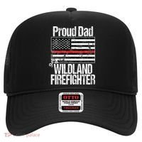 Red Line Flag Proud Dad of a Wildland Firefighter Hat thumb 0