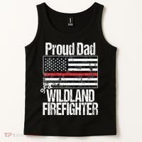 Red Line Flag Proud Dad of a Wildland Firefighter Tank Top thumb 2