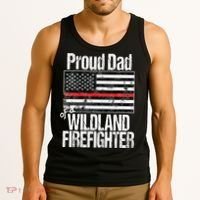 Red Line Flag Proud Dad of a Wildland Firefighter Tank Top thumb 3