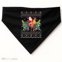 Rooster Lover Gift Ugly Santa Riding Rooster Christmas Gift USA-Made Doggie Bandana thumb 0