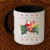 Rooster Lover Gift Ugly Santa Riding Rooster Christmas Gift Coffee Mug thumb 2