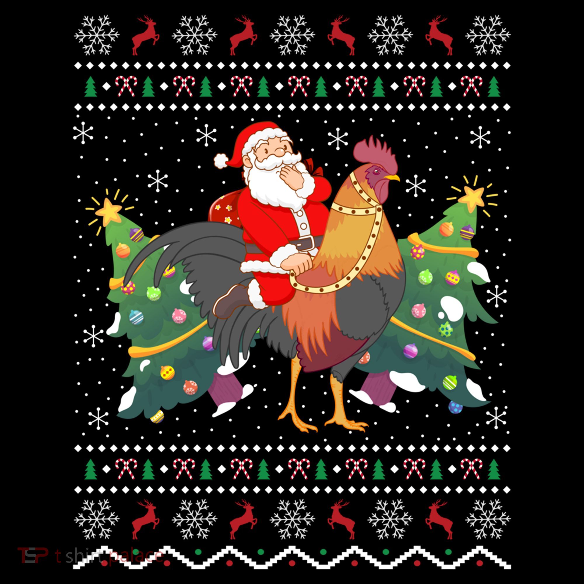 Rooster Lover Gift Ugly Santa Riding Rooster Christmas Gift Coffee Mug