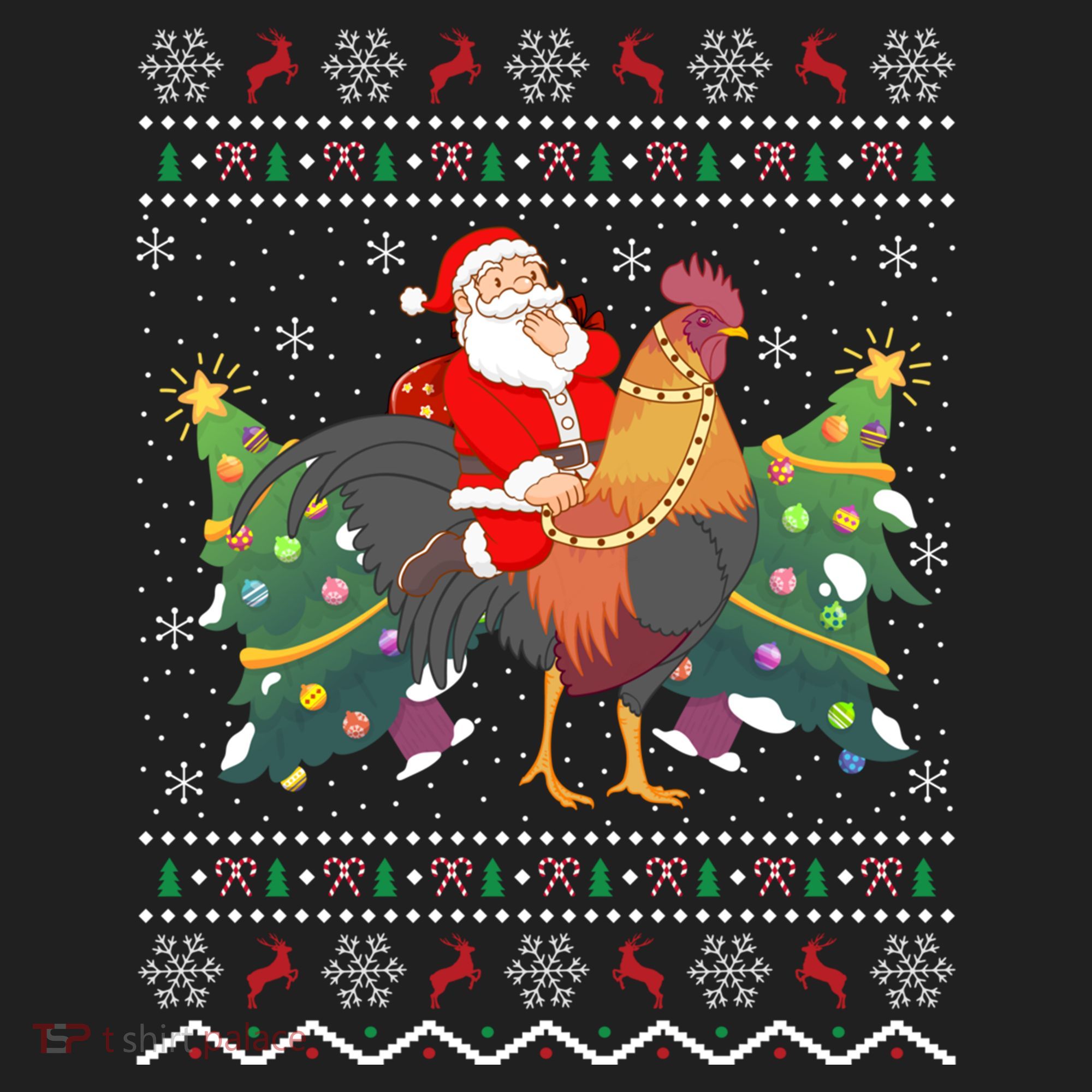Rooster Lover Gift Ugly Santa Riding Rooster Christmas Gift Beanie