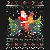 Rooster Lover Gift Ugly Santa Riding Rooster Christmas Gift Women's Hoodie thumb 2