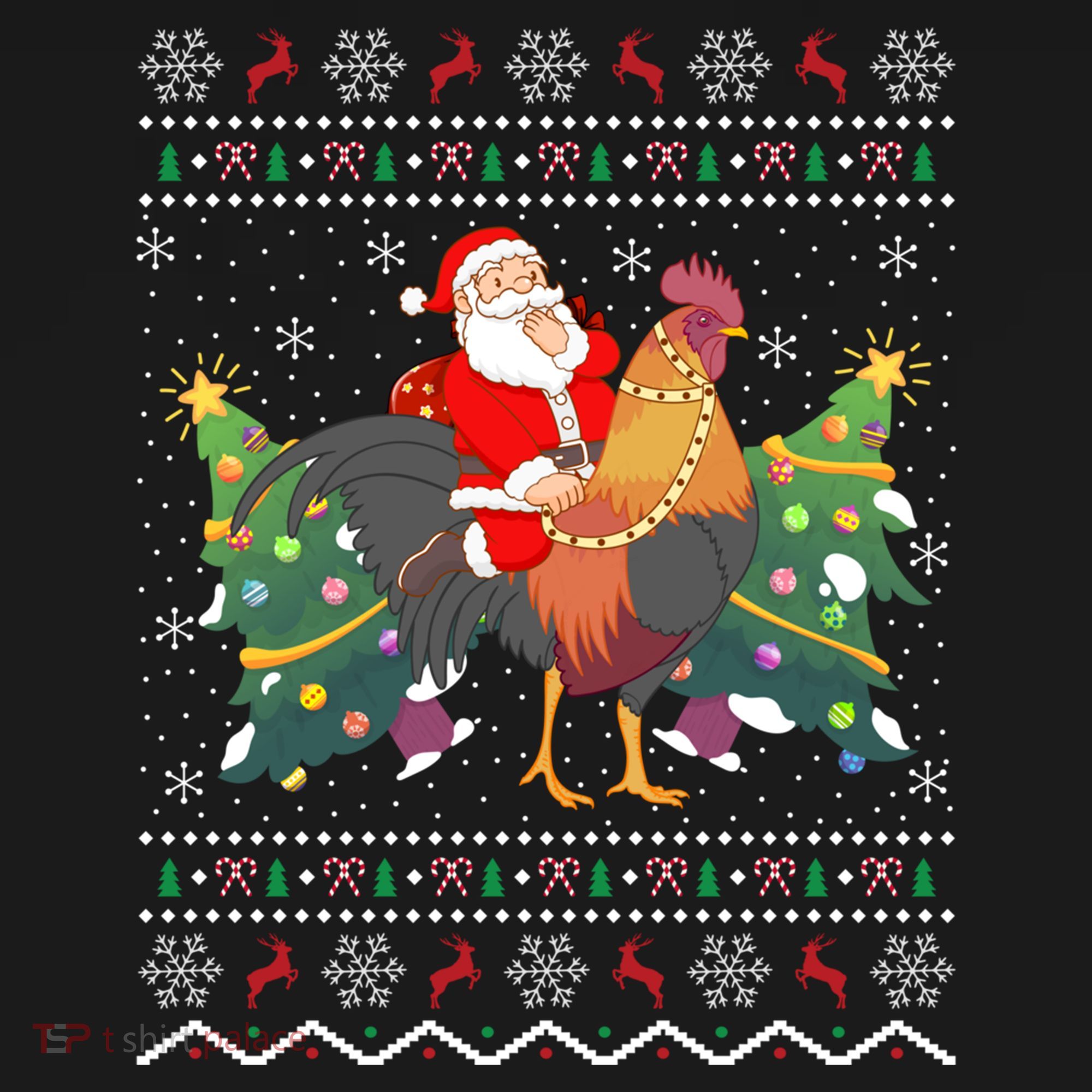 Rooster Lover Gift Ugly Santa Riding Rooster Christmas Gift Women's Hoodie