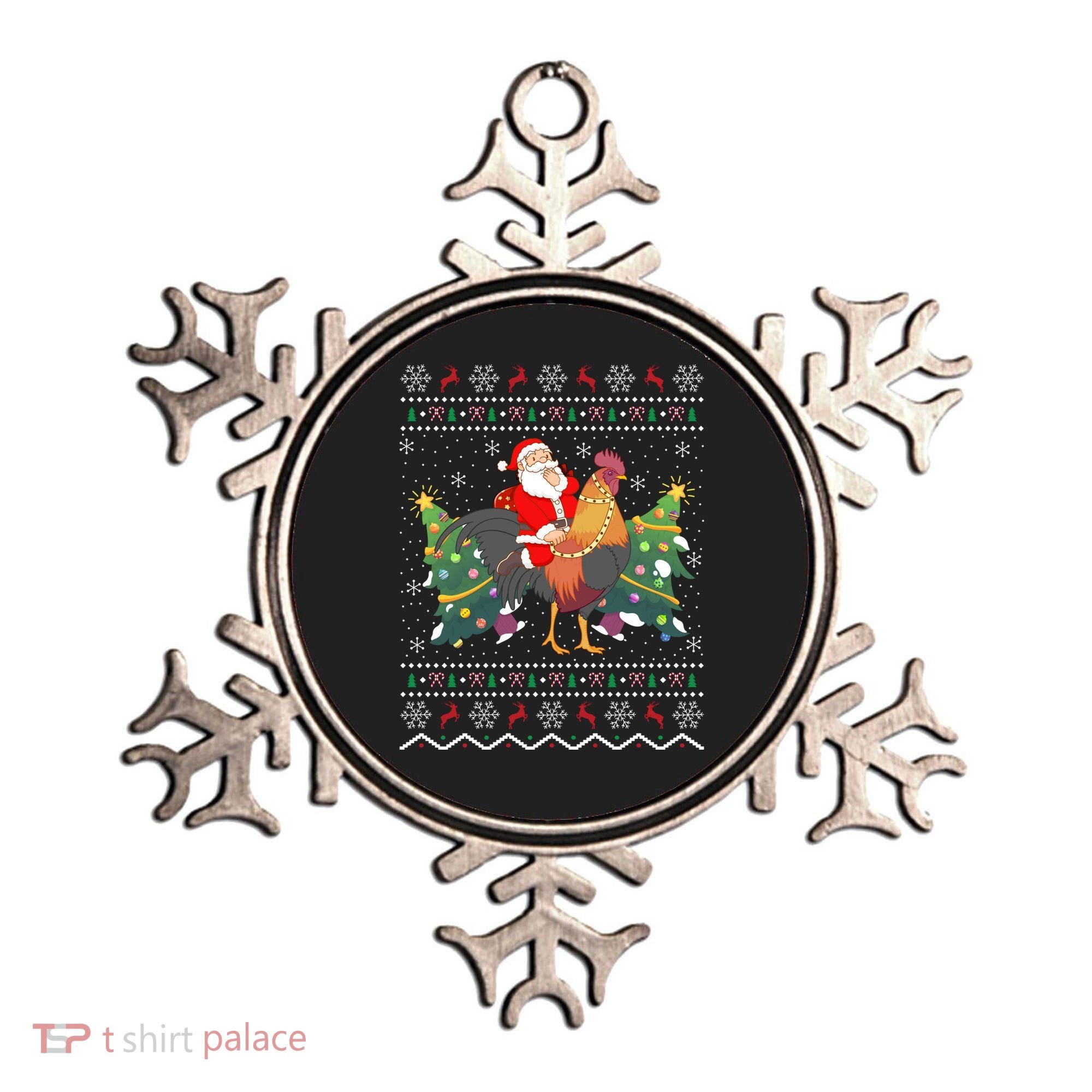 Rooster Lover Gift Ugly Santa Riding Rooster Christmas Gift Ornament