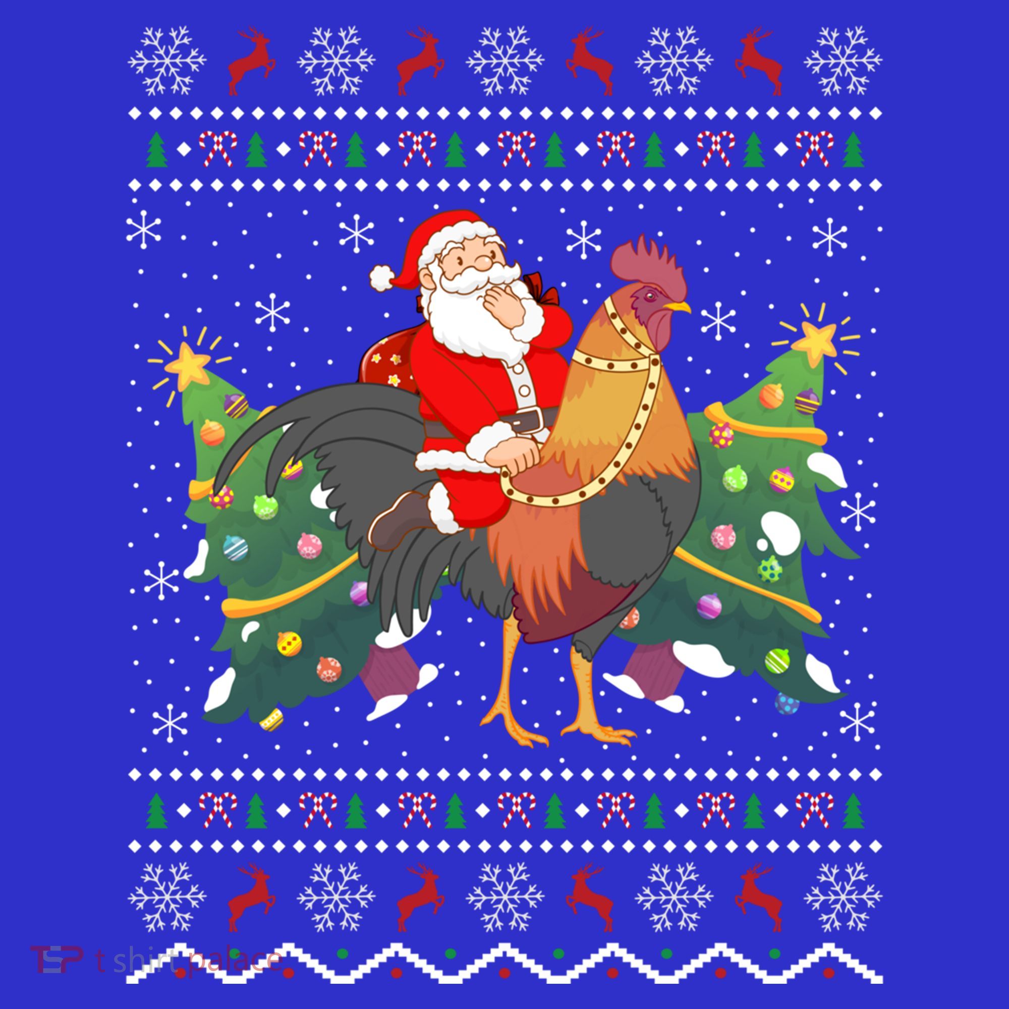 Rooster Lover Gift Ugly Santa Riding Rooster Christmas Gift Apron
