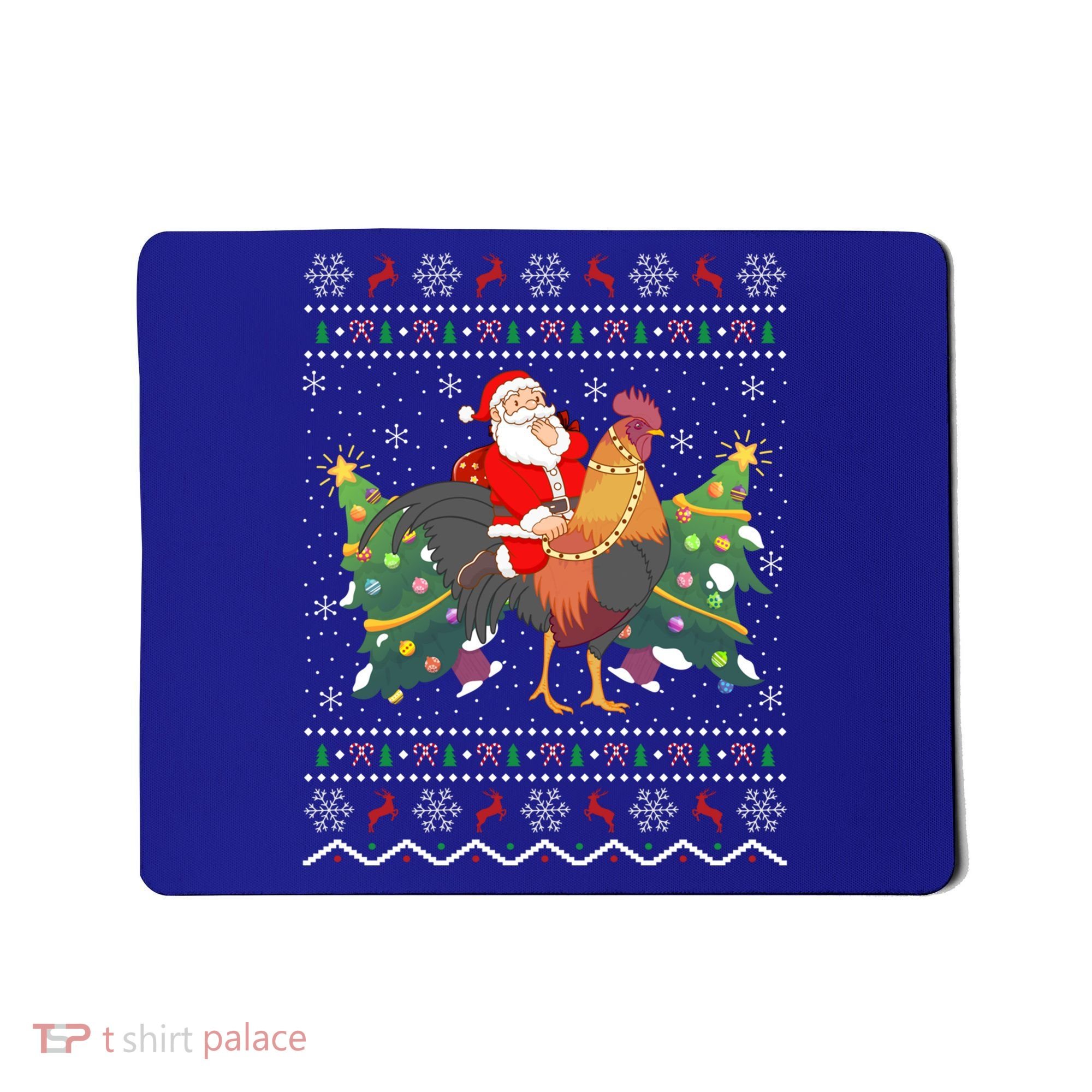 Rooster Lover Gift Ugly Santa Riding Rooster Christmas Gift Mousepad