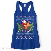Rooster Lover Gift Ugly Santa Riding Rooster Christmas Gift Women's Tank Top thumb 0