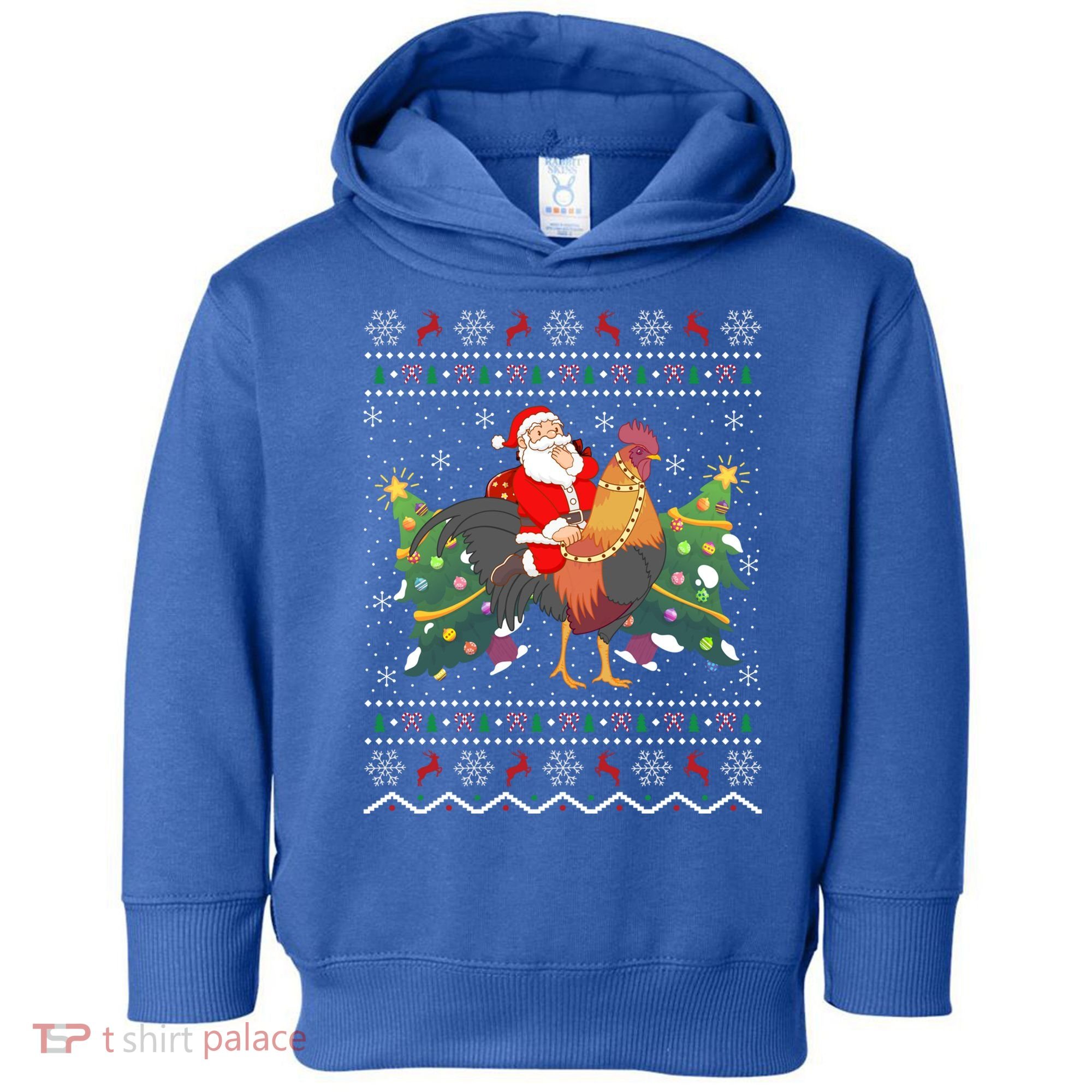 Rooster Lover Gift Ugly Santa Riding Rooster Christmas Gift Toddler Hoodie
