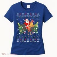 Rooster Lover Gift Ugly Santa Riding Rooster Christmas Gift Women's T-Shirt thumb 0