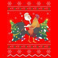 Rooster Lover Gift Ugly Santa Riding Rooster Christmas Gift Santa Hat thumb 1