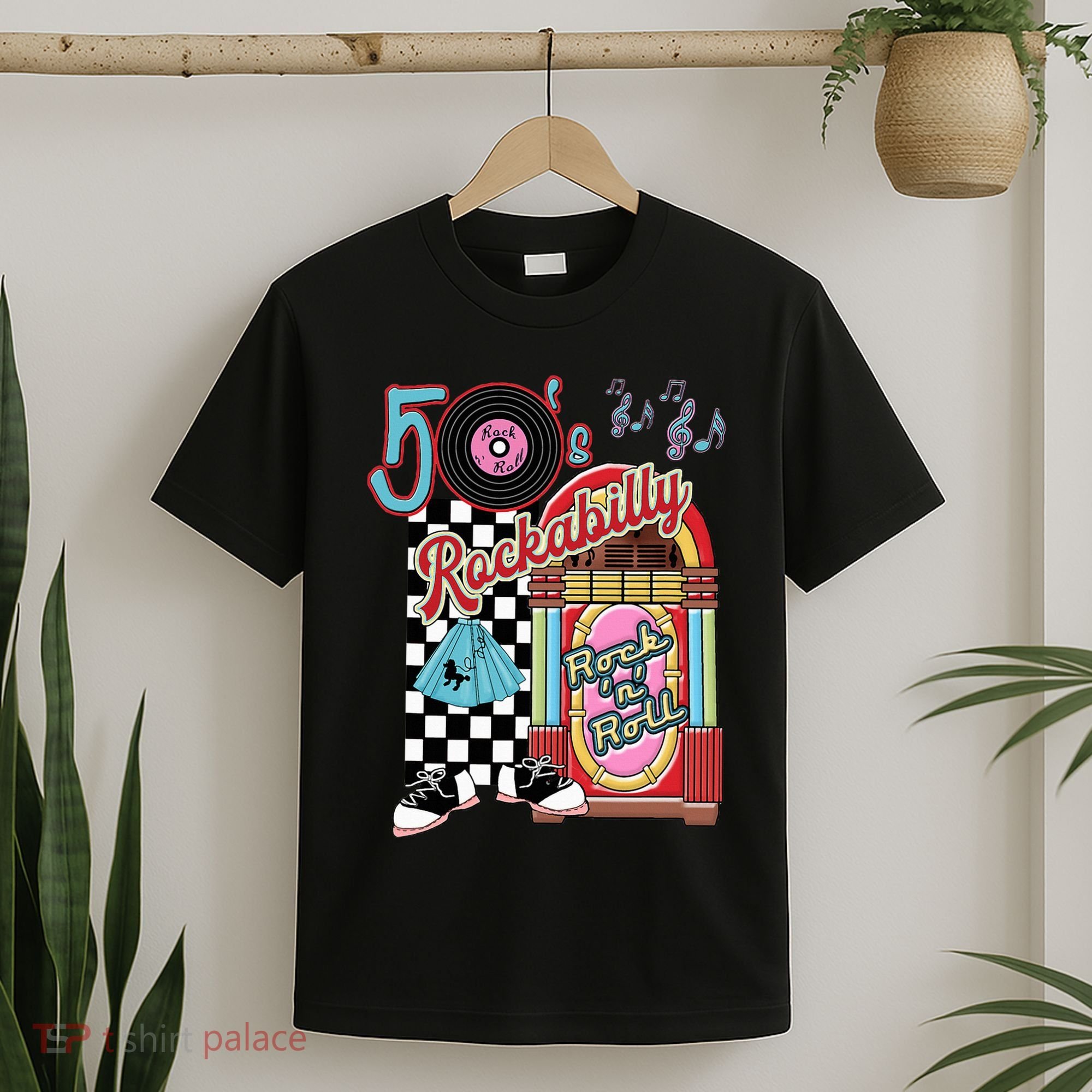Rockabilly Lets Go To The Hop 1950S Retro Classic Jukebox T-Shirt